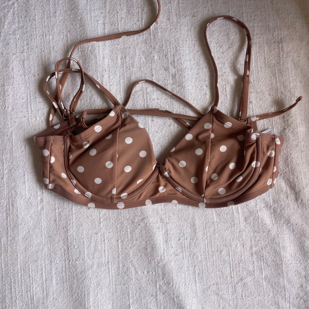 Time and Tru Brown Polka Dot Bikini Top